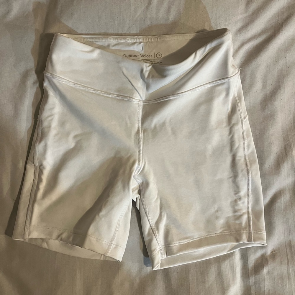 Outdoor Voice White Biker Shorts